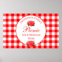 Poster personnalisé Été Pique-nique Rouge En vichy