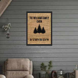 Poster personnalisé famille cabine burlap