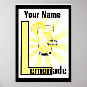 Poster Personnalisé Fraîchement Pressé De Lémonade