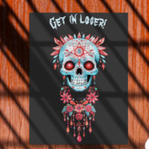 Personnalisé Funky bleu rose Halloween Crâne à suc
