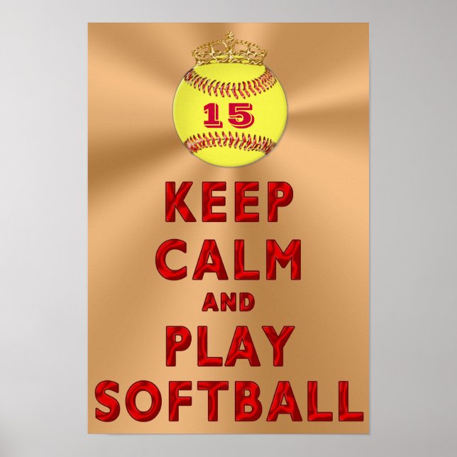 Poster Personnalisé GARDER CALME ET JOUER SOFTBALL Affich (Devant)