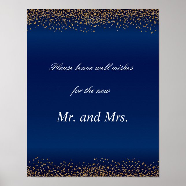 Poster Personnalisé - Gold Confetti & Navy Blue Well Wing (Devant)