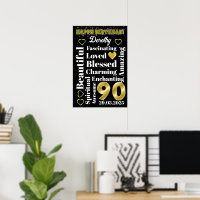 Poster personnalisé Happy 90th Birthday