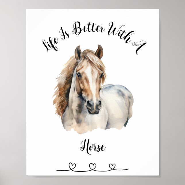 Poster personnalisé Horse aquarelle mur d'art (Devant)