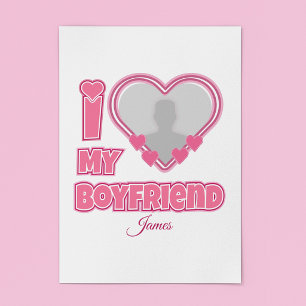 Poster Personnalisé J'aime mon petit ami – Ajouter une ph