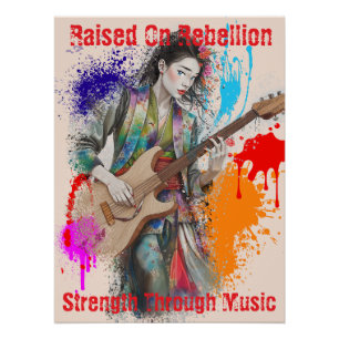 Poster Personnalisé Japonaise Guitariste Art Inspiration
