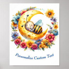 Poster Personnalisé mignon bébé bumble abeille dormant su