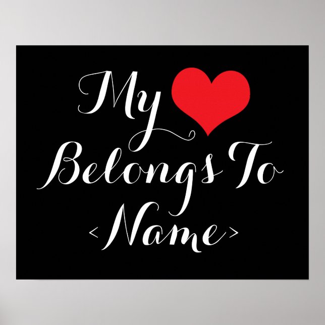 Poster Personnalisé Mon Coeur Appartient À<Name> (Devant)