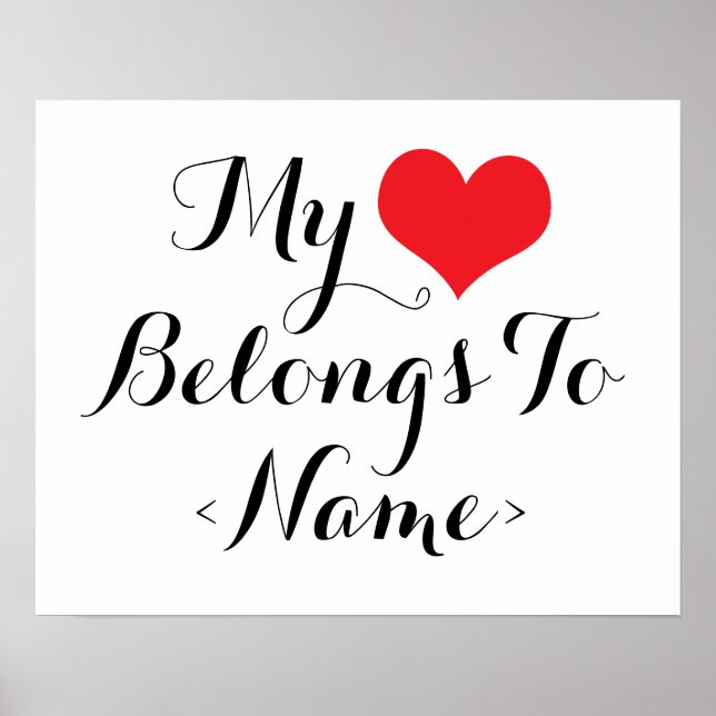 Poster Personnalisé Mon Coeur Appartient À<Name> (Devant)