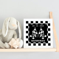 Personnalisé noir blanc À damiers drapeaux Carré M