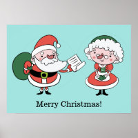 Poster personnalisé père Noël & Mme Claus