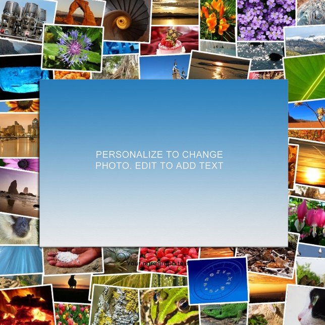 Poster personnalisé personnalisé en bleu Photo Tex (Personalized Custom Blue Artwork Photo Text Poster)