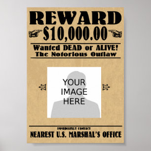 Poster personnalisé Recherché mort ou vivant
