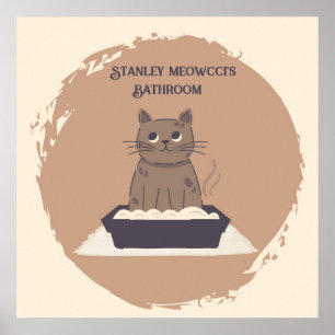 Poster personnalisé, Salle de bain de chat, Chat B