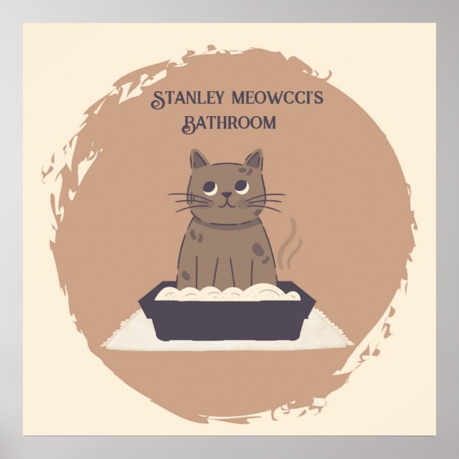 Poster personnalisé, Salle de bain de chat, Chat B (Devant)