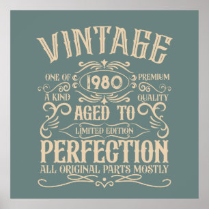 Poster Personnalisé vintage anniversaire whiskey étiquett