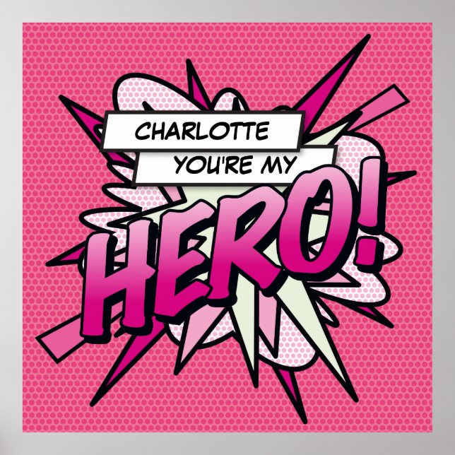 Poster Personnalisé Vous êtes mon HERO Comic Book Pop Art (Devant)