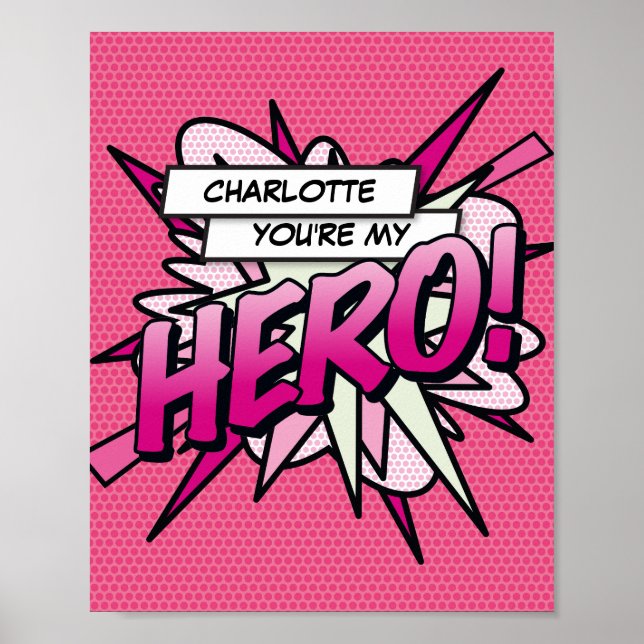 Poster Personnalisé Vous êtes mon HERO Comic Book Pop Art (Devant)