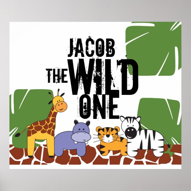 Poster personnalisé Wild One, Safari Animaux (Devant)