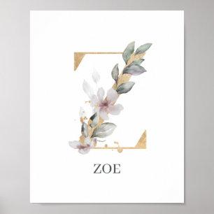 Poster personnalisé Z Monogram Floral