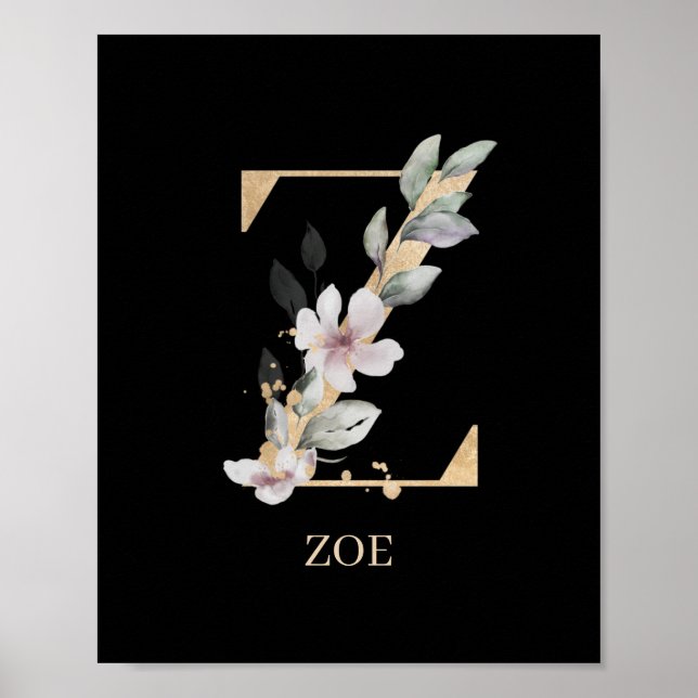 Poster personnalisé Z Monogram Floral (Devant)