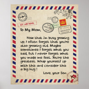 Poster Personnalisée À Ma Maman Lettre D'Amour Du Fils