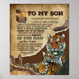 Poster Personnalisée À Mon Fils Tigre Blanket, Lettre D'A