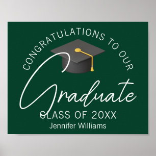 Poster Personnalisée Dark Green 2025 Graduation Party
