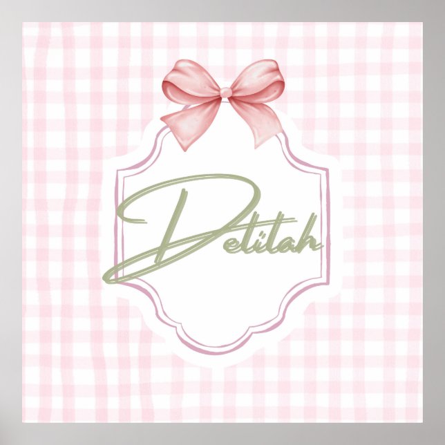 Poster Personnalisée Delilah Baby Girl Nursery En vichy (Devant)