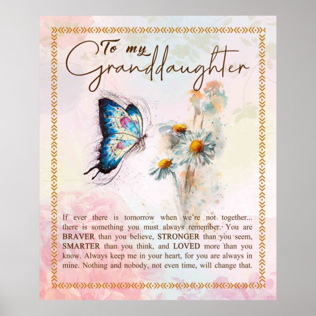 Poster Personnaliser À Ma Fleur Papillon Petite-Fille (Devant)