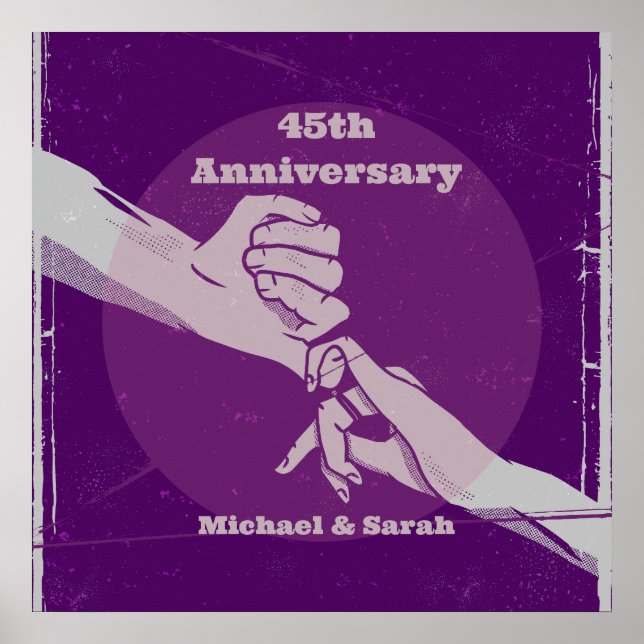 Poster Personnaliser anniversaire couple romantique main  (Devant)