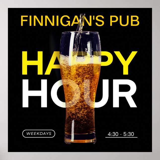 Poster Personnaliser Bar Pub Public House Bière Happy Hou (Devant)