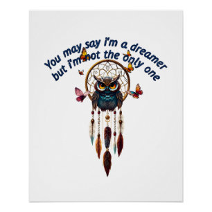 Poster Personnaliser Boho Owl Beautiful Hippie