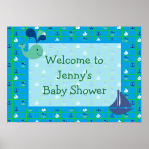 Poster Personnaliser l'affiche Baby shower des voiliers n