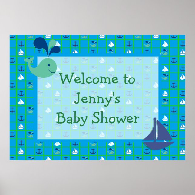 Poster Personnaliser l'affiche Baby shower des voiliers n (Devant)