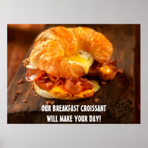 Poster Personnaliser le croissant au bacon, œuf, fromage