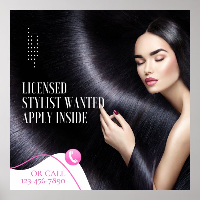 Poster Personnaliser Licence Hair Stylist Recherché Appli (Devant)
