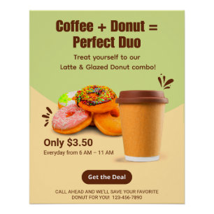 Poster Personnalisez Café Et Beignets Le Duo Parfait