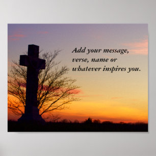 Poster (Personnalisez) croix sainte au coucher du soleil
