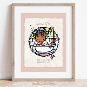 Poster Personnalisez! Fille de peau foncée bulle d'art de