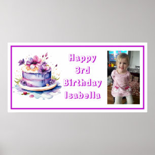 Poster Personnalisez Happy Birthday Banner pour Little Gi