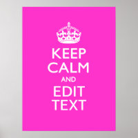 Personnalized Keep Calm And Your Text Pink Decor