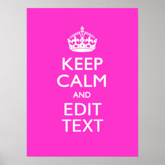Poster Personnalized Keep Calm And Your Text Pink Decor