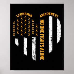 Poster Personne ne combat Usa Drapeau Coeur seul Leukemia