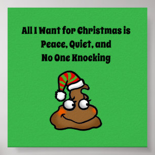 Poster Personne ne frappe Drôle de Noël Toilettes Humour