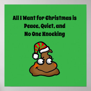 Poster Personne ne frappe Drôle de Noël Toilettes Humour