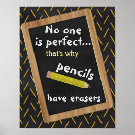 Poster Personne n'est parfait crayon et gomme classe
