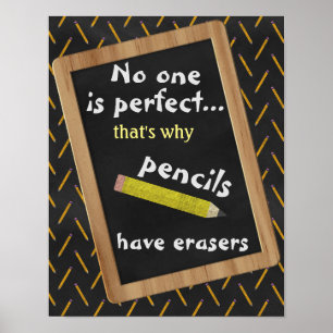 Poster Personne n'est parfait crayon et gomme classe