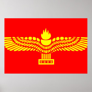 Poster Personnes Aramaic de Syriac, drapeau de la Syrie
