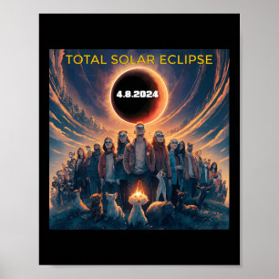 Poster Personnes Eclipse Gles Total Solaire Eclipse 2024
